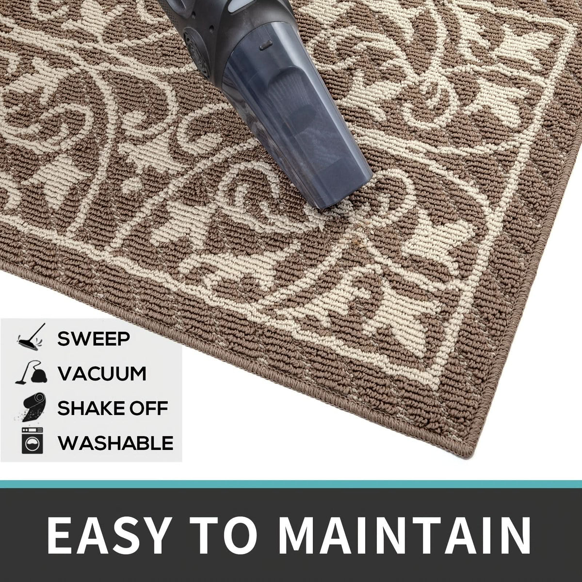 Entryway Mat with Non-Slip Rubber Backing – Low Profile Door Mat for Indoor Use – Traps Dirt & Moisture – Machine Washable