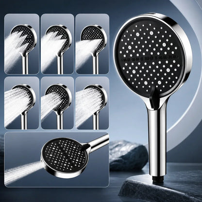 Handheld Shower Head with 7 Spray Settings, High Pressure Chrome Rainfall Showerhead for Bathroom, Adjustable Water Flow Wand for Low
