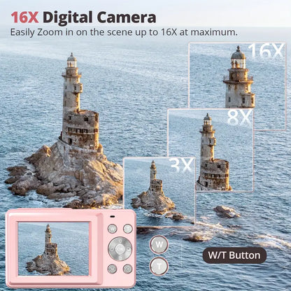 Retro Point-and-Shoot Camera with 1080p Recording & Large Display Screen for Snapshots, Events, Vacations