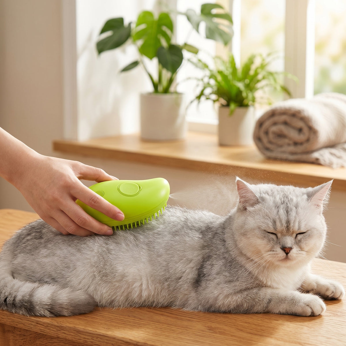 Hydrating Spray Pet Brush for Dogs & Cats with Detangling Mist Function for Long Fur Coat Care