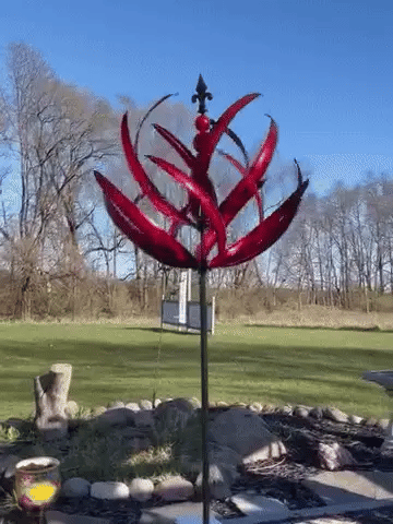Lotus-Shaped Metal Wind Spinner | Weather Vane | Rust-Resistant