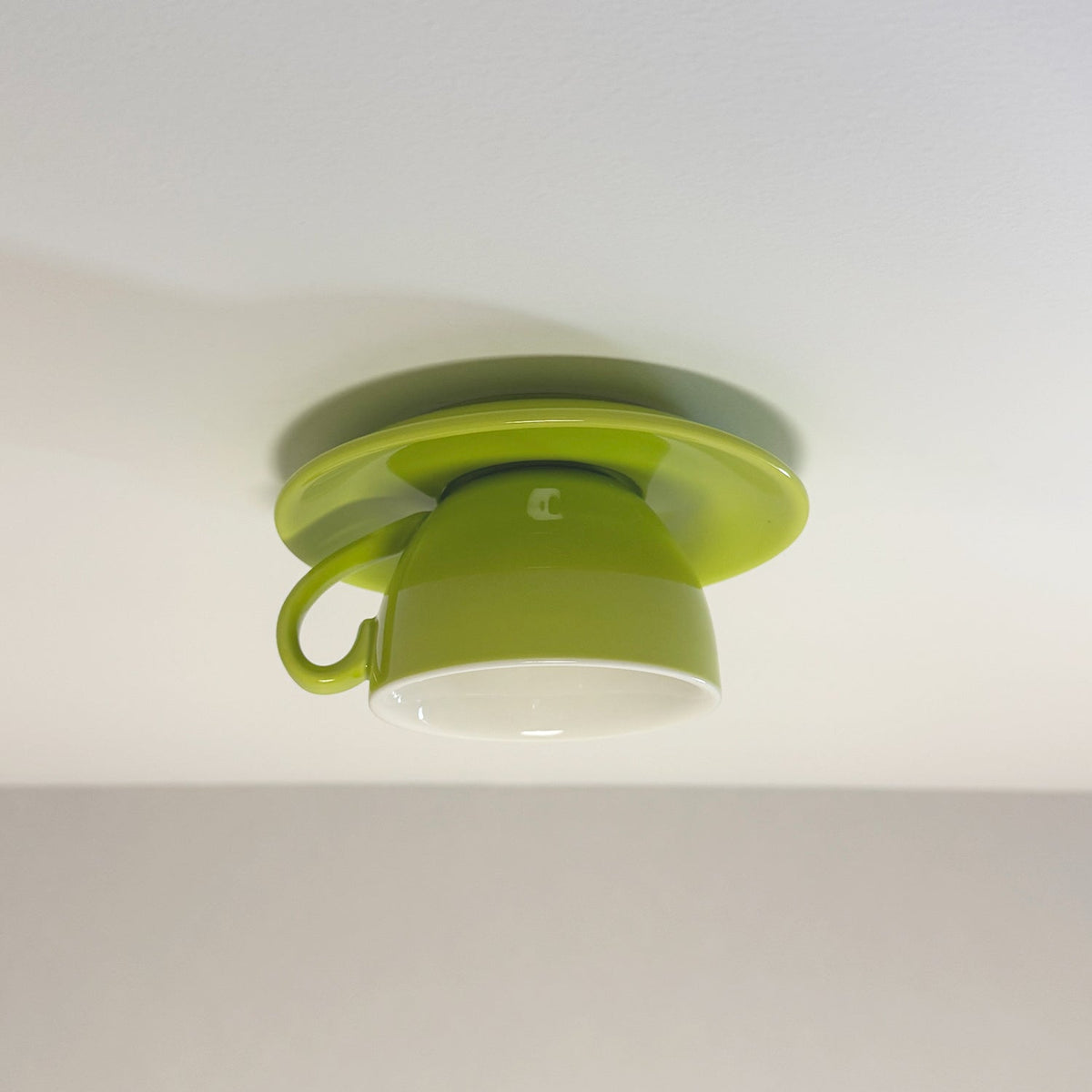 Ceramic Coffee Cup Flush Mount Light for Bedroom Living Room Kitchen Modern Decorative LED Fixture 110V Hardwired Compact Playful Design Amb