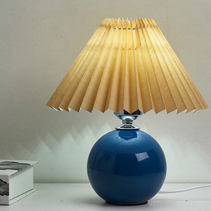 Ceramic Table Lamp with Fabric Shade – Modern Accent Lighting for Bedroom, Living Room & Home Office