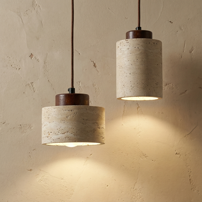 Textured Stone Shade Hanging Light with Natural Grain Finish for Kitchen Island Dining Room Modern Minimalist Ceiling Fixture
