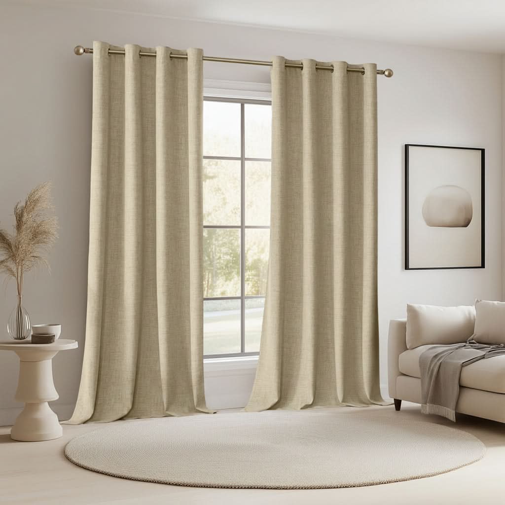 BURLAPLIVA – Blackout Textured Curtains for Elegant Living Rooms