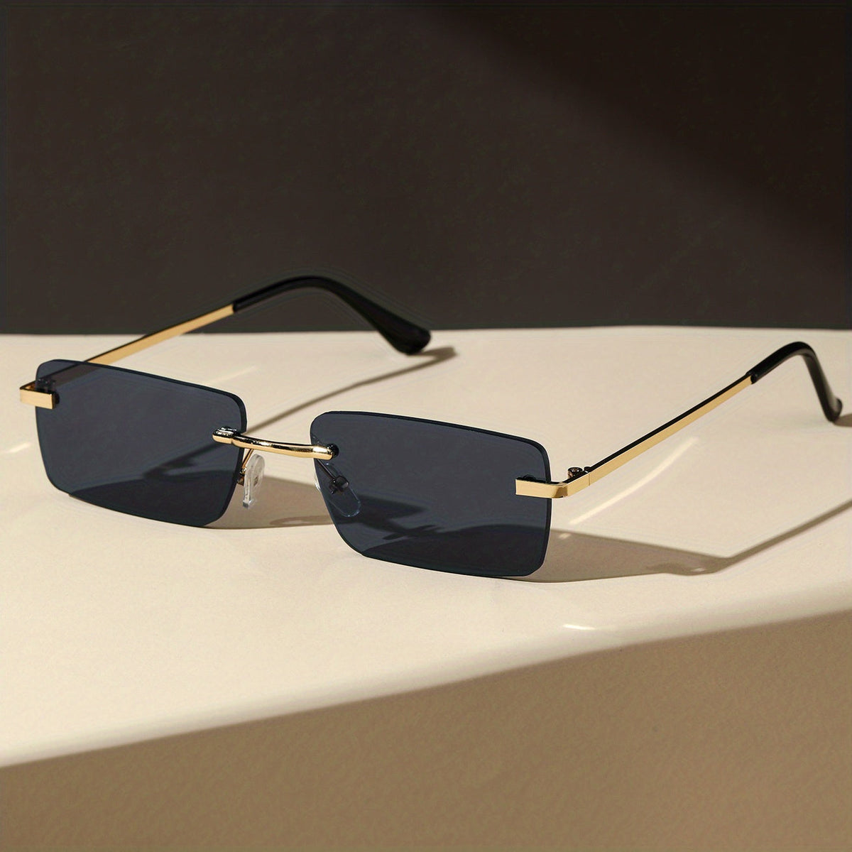 Rimless Sunglasses for Men – Lightweight Metal Frame with UV Protection & Oversized Gradient Lenses for Driving, Outdoor Sports, Beach