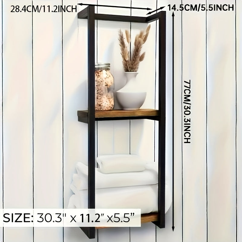 Wall-Mounted Dual-Tier Towel Rack Stainless Steel Storage Holder for Bathroom Bedroom Kitchen Organization