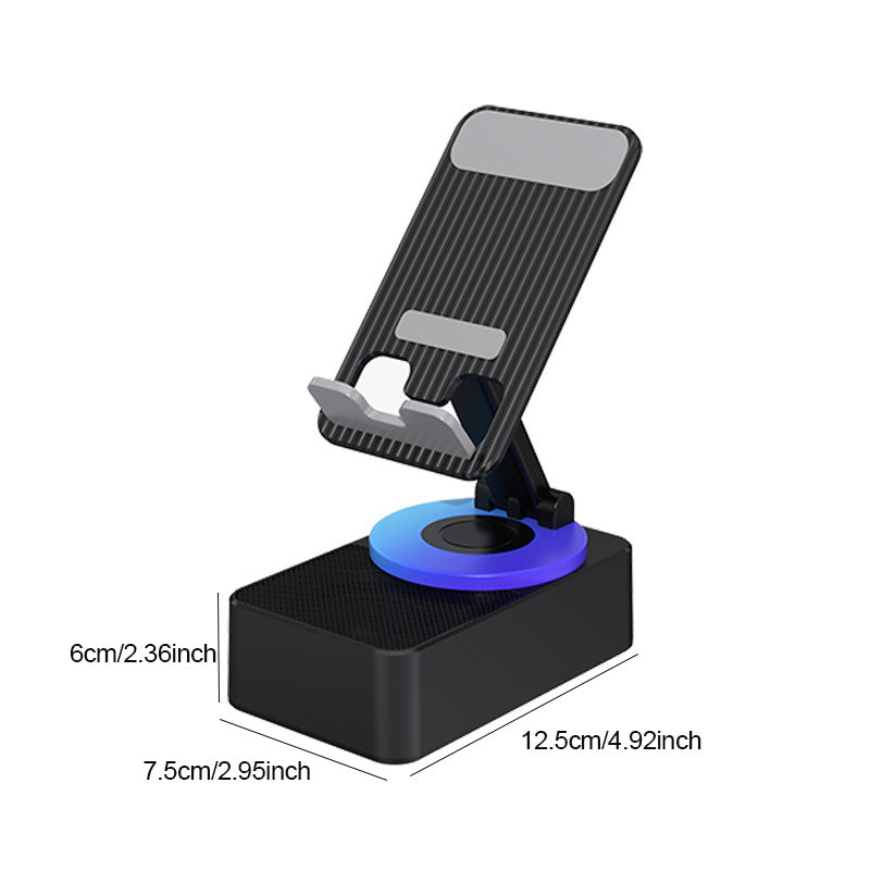 Rotating Wireless Speaker Phone Stand with 40mm Subwoofer & 360° Swivel for Smartphones & Tablets