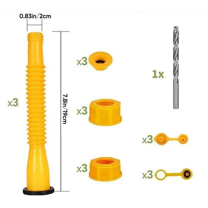 Fuel Container Replacement Spout Kit with Bendable Hose for Gas Cans – Universal Fit Pouring Nozzle Set