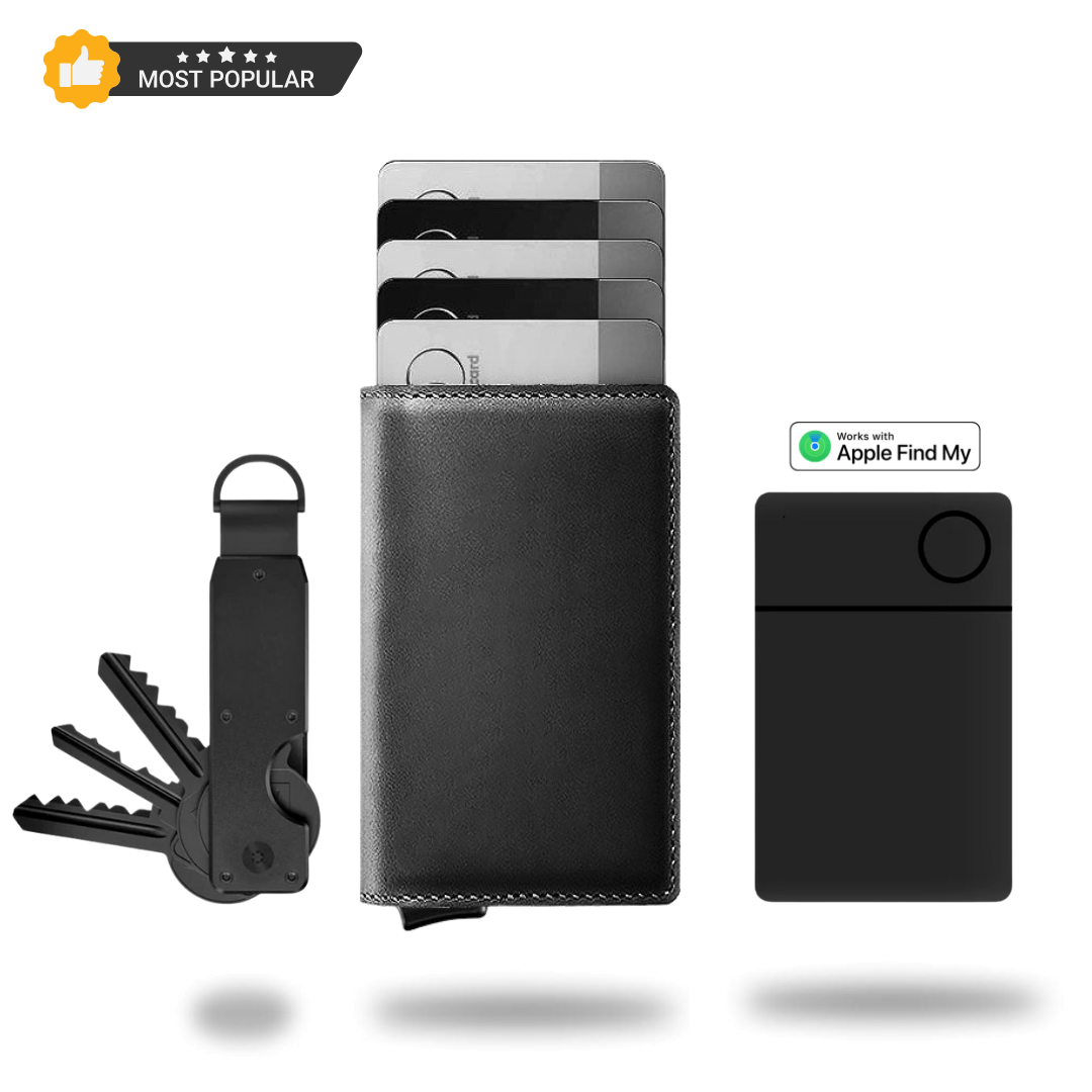 RFID-Blocking Leather Billfold with Pop-Up Card Holder 3.7 × 2.6 × 0.4 Inches Slim Aluminum Mechanism Travel Wallet Compact Front Pocket Org