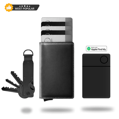 RFID-Blocking Leather Billfold with Pop-Up Card Holder 3.7 × 2.6 × 0.4 Inches Slim Aluminum Mechanism Travel Wallet Compact Front Pocket Org