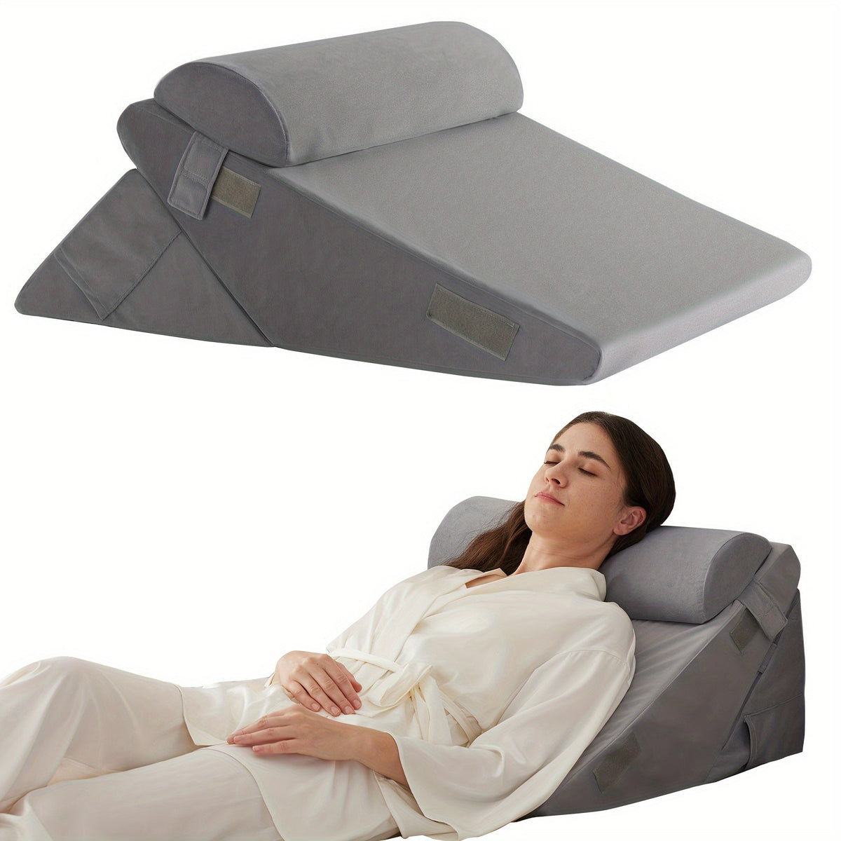 Adjustable Wedge Pillow for Bed – Leg, Back & Knee Support for Sleep & Recovery
