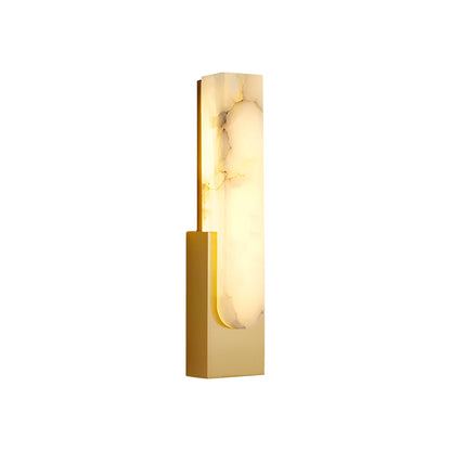 LED Sconce Light 20 Inch Vertical Alabaster Shade Gold Base Hardwired Modern Bedroom Hallway Wall Fixture for Contemporary Homes