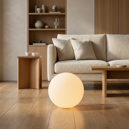 Modern Floor Lamp | Globe-Shaped Shade with Soft Light Diffusion | Minimalist Design for Living Room Elegance