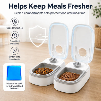 Ortekor 48-Hour Timed Pet Feeder for Cats & Small Dogs - Scheduled Meals for Workdays, Short Trips & Busy Pet Parents