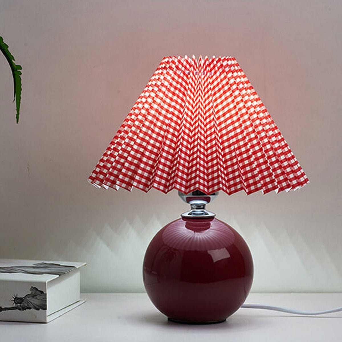 Ceramic Accent Lamp with Fabric Shade 11x9.5 in E26 Socket for Nightstand Desk Study Room Reading Light Modern Home Decor