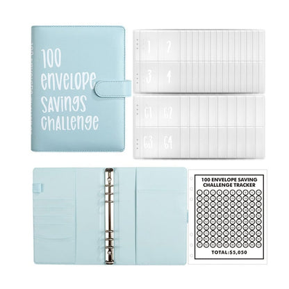 100-Envelope Money Saving Binder with Cash Envelopes for Budget Tracking & Financial Goals | PU Leather Organizer for Home Finance