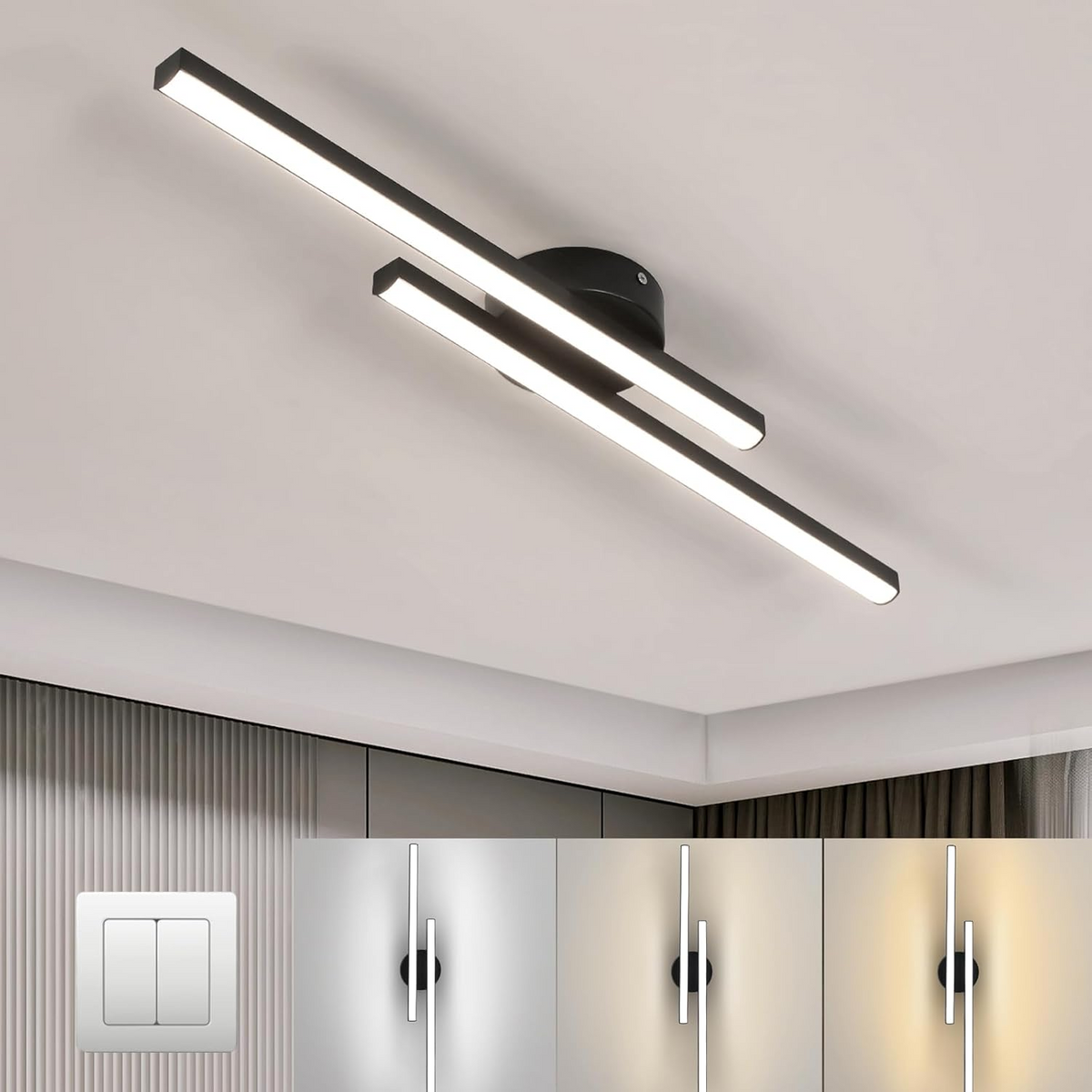 Flush Mount LED Ceiling Light Fixture — Low Profile Round Disc 8.3 in for Bedroom Hallway Entry — Modern Aluminum & Acrylic Surface Mount wi