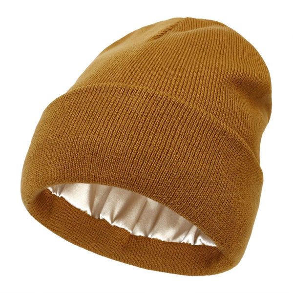 Silk-Lined Wool Beanie for Women – Winter Hat with Anti-Frizz Lining for Hair Care & Warmth