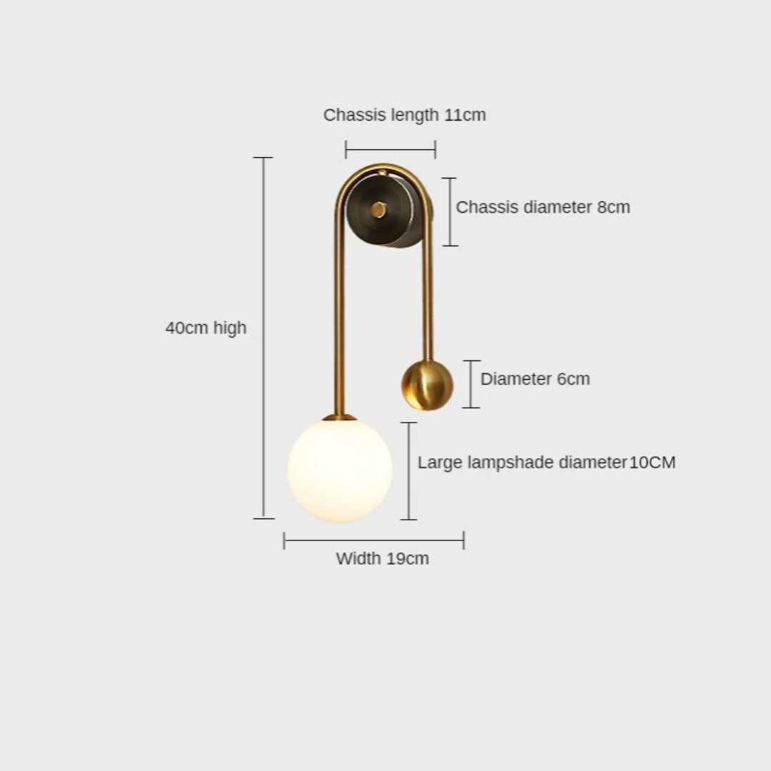 Glass Shade Wall Sconce Light with Brass-Finish Metal Frame for Hallway, Bedroom, Living Room & Bathroom Lighting