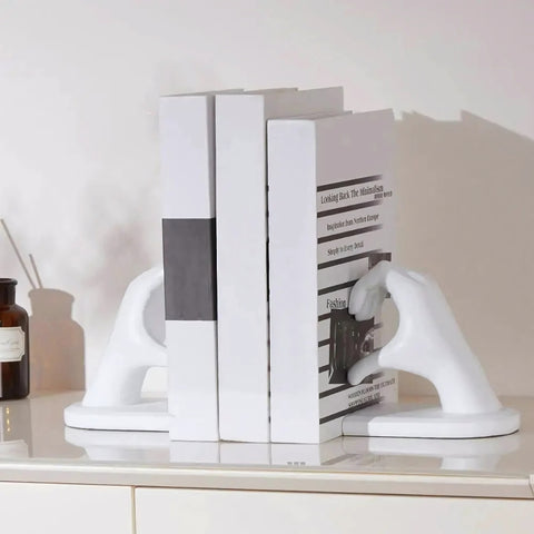 Amora Decorative Bookends - Resin Heart Gesture, Elegant Design