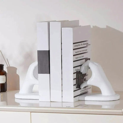 Amora Decorative Bookends - Resin Heart Gesture, Elegant Design