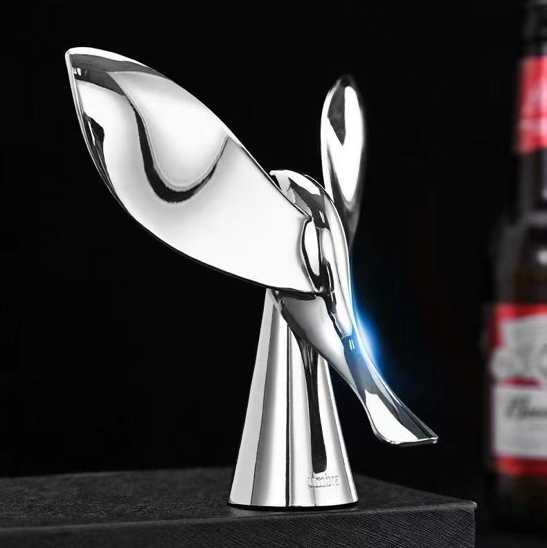 Swallow Bottle Opener with Balancing Stand – Zinc Alloy Mirror-Polish Design for Beer, Soda & Craft Bottles | Bar Decor Sculpture
