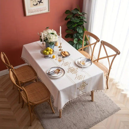 Sorella Embroidered Tablecloth - Microfiber-Linen Blend, Elegant Design
