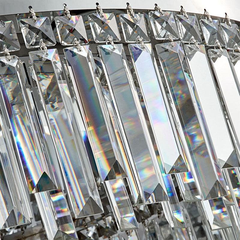 Chrome Crystal Flush Mount Light Fixture 20-40 Inches Dimmable LED for Bedroom Living Room Dining Room Low Profile Round Ceiling Light Moder