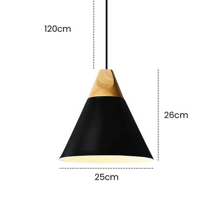 Aluminum & Wood Hanging Lamp E27 Socket Gray Black White Yellow Kitchen Island Dining Table Overhead Fixture Scandinavian Style Modern Minim