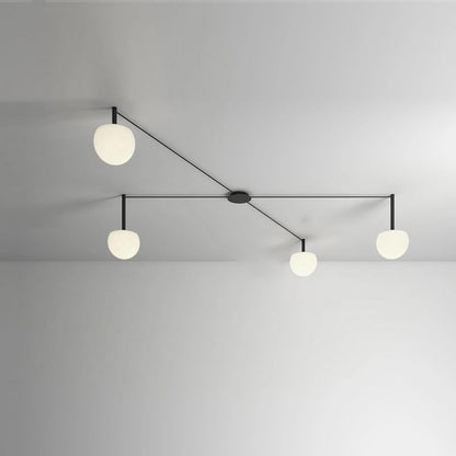 Multi-Globe Pendant Light Metal & Frosted Glass 47 Inch Adjustable White Fixture for Dining Room Kitchen Island Bedroom Modern Scandinavian