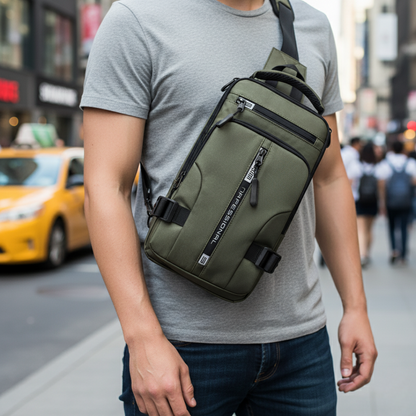 Crossbody Sling Bag with Anti-Theft Hidden Zippers & USB Charging Port – Water-Resistant Nylon Daypack for Travel, Commute & Everyday Carry