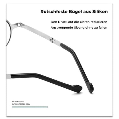 Compact Folding Reading Glasses with Blue Light Blocking Lenses for Men & Women | Lightweight Titanium Frame Readers with Case | Portable Ey