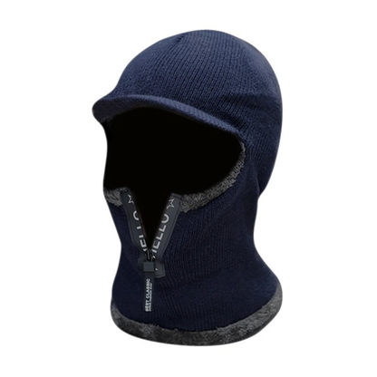 Knit Winter Balaclava with Fleece Lining & Zip Shield for Cycling, Skiing & Outdoor Cold Weather