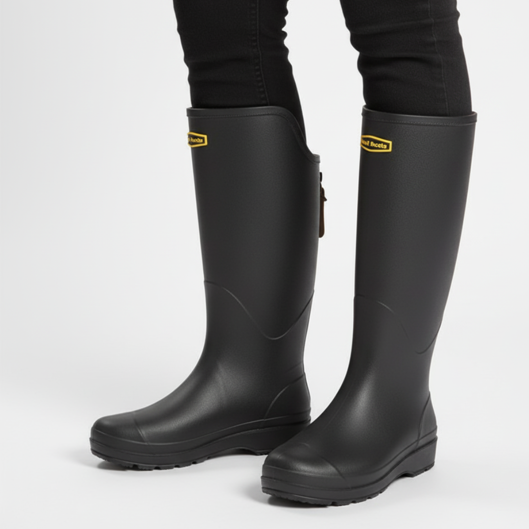 Knee-High Waterproof Rain Boots for Women & Men – Slip-On Rubber Boots with Non-Slip Sole for Muddy Terrain, Gardening & Outdoor Activities