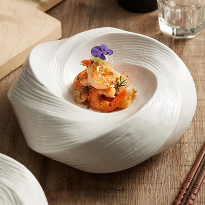 Spiral Ceramic Serving Bowl for Salad Soup Pasta Noodles Kitchen Dining Table Porcelain Dishwasher Safe 8 9 inch
