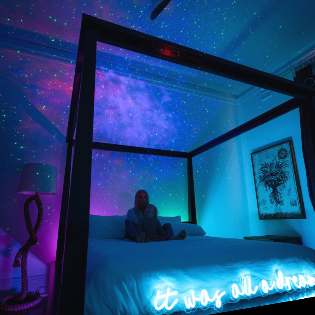Starry Night Sky LED Projector with Bluetooth Speakers & Remote Control for Bedroom Ceiling Walls