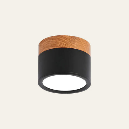Compact LED Flush Mount Ceiling Light Fixture Wood & Metal Accent for Entryway Hallway Bedroom Kitchen 5W 7W Surface Mount Minimalist Modern