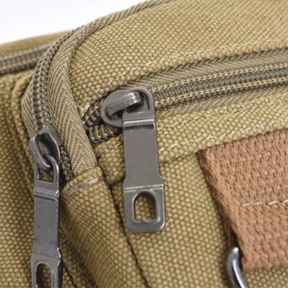 Heavy-Duty Canvas Belt Bag with Multiple Compartments for Travel & Outdoor