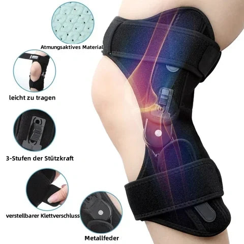 Spring-Loaded Knee Support Brace for Pain Relief & Stability - Adjustable Compression Sleeve for Walking, Sports & Work - Breathable Joint S