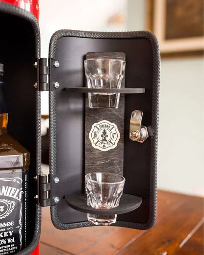 Disguised Fire Extinguisher Liquor Cabinet for Man Cave & Home Bar | Hidden Bottle Storage Container with Accessories
