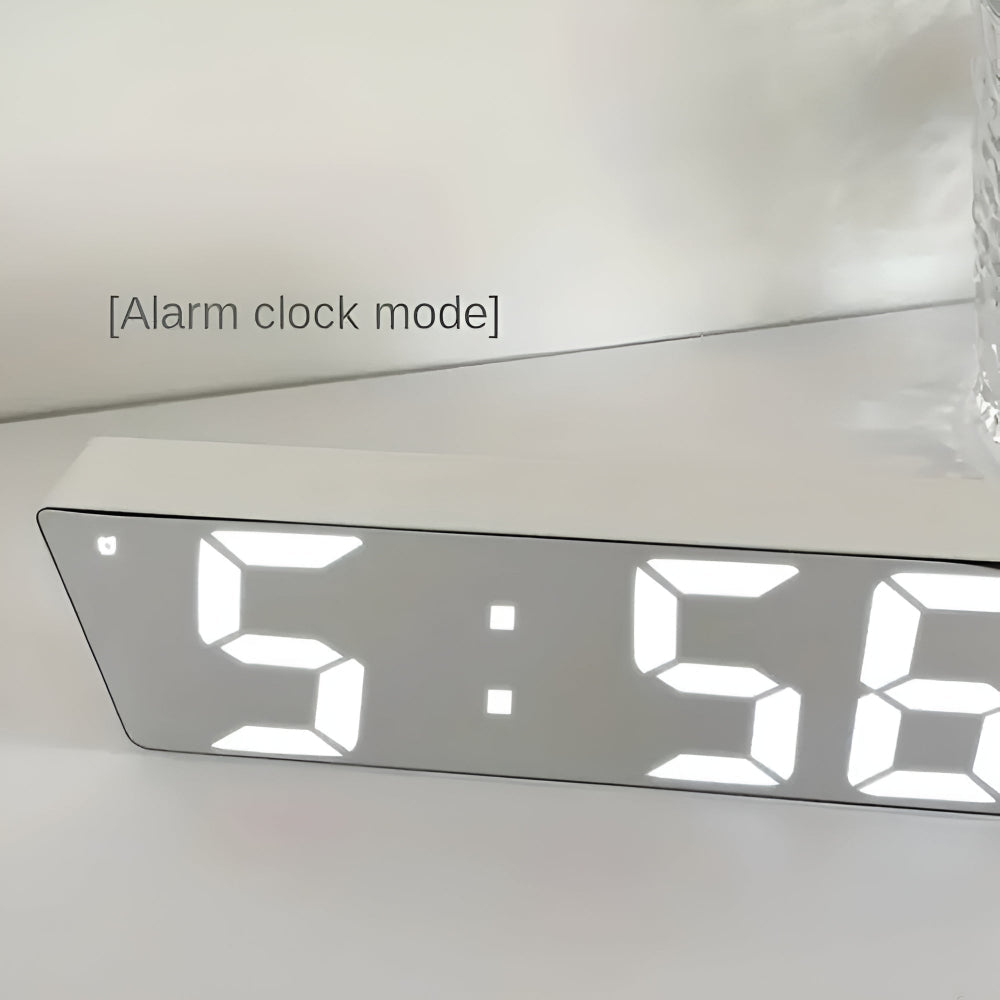 LED Alarm Clock with Mirror Display Temperature Date 12/24 Hour Format Snooze Battery USB Powered Nightstand Bedroom Office Desktop