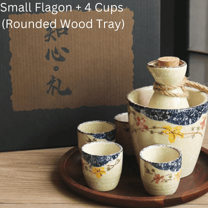 Handcrafted Ceramic Sake Serving Set Cherry Blossom Design Tokkuri Flagon Ochoko Cups Traditional Japanese Drinkware for Home Entertaining G