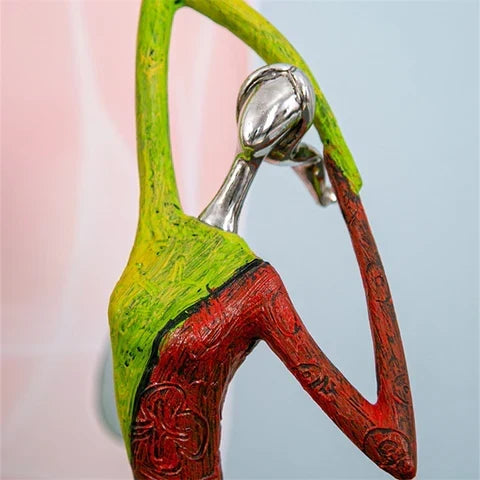 Hand-Painted Abstract Woman Figurine Sculpture | Colorful Resin Statue for Modern Home Decor | Shelf Decor Living Room