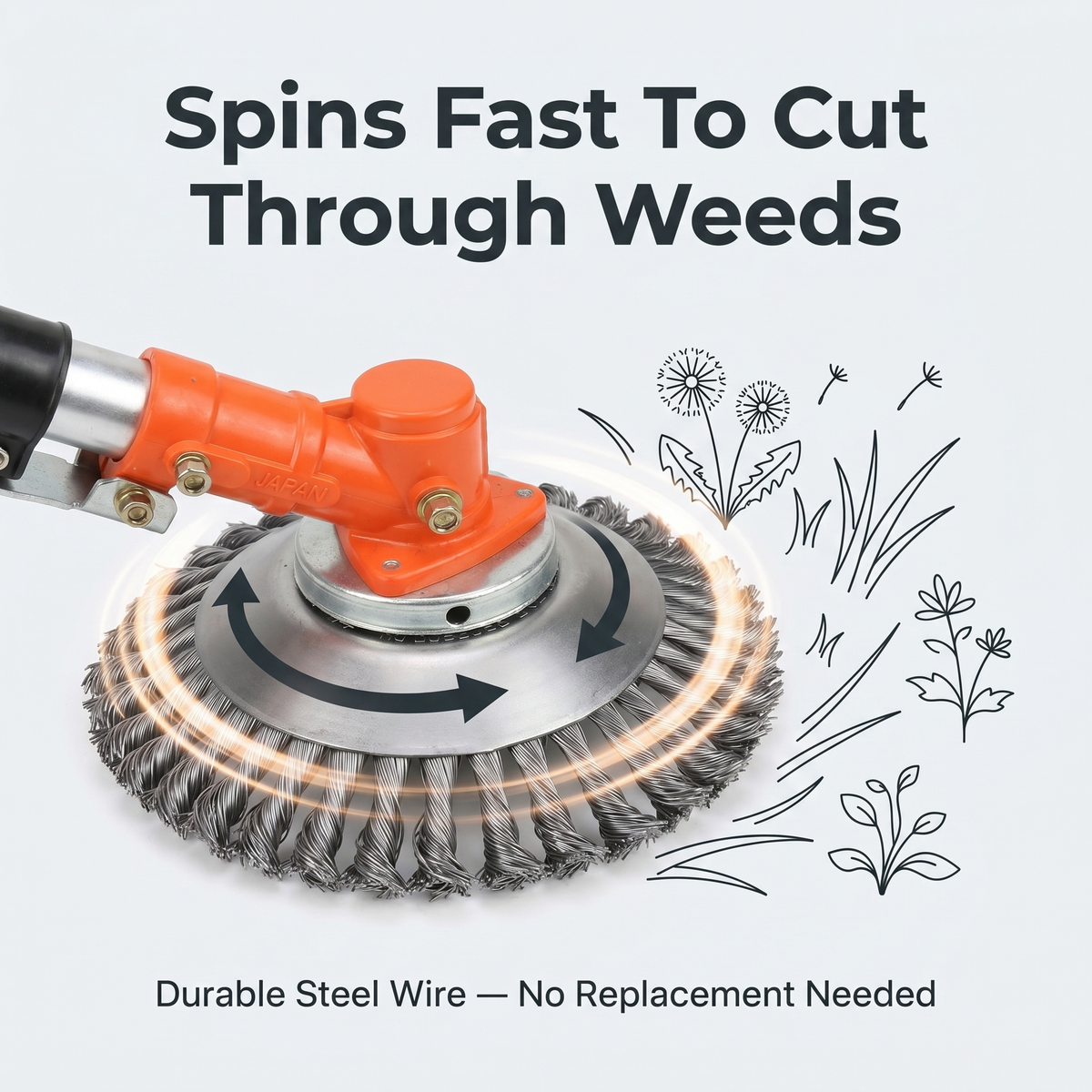 Heavy-Duty Steel Wire Trimmer Head Attachment for Electric String Trimmers – Cuts Dense Weeds, Overgrowth & Tough Vegetation