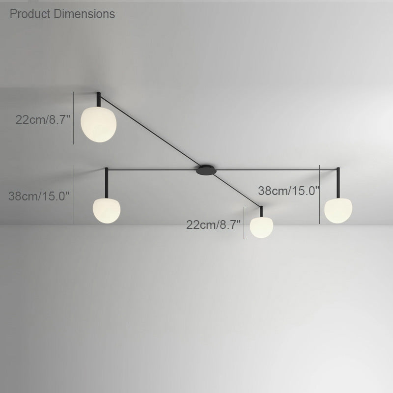 Multi-Globe Pendant Light Metal & Frosted Glass 47 Inch Adjustable White Fixture for Dining Room Kitchen Island Bedroom Modern Scandinavian