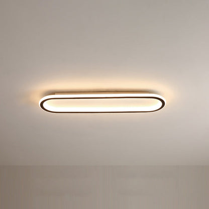 Flush Mount LED Ceiling Light Oval Low Profile Black White for Bedroom Hallway Entry Foyer Contemporary Overhead Lighting Modern Minimalist