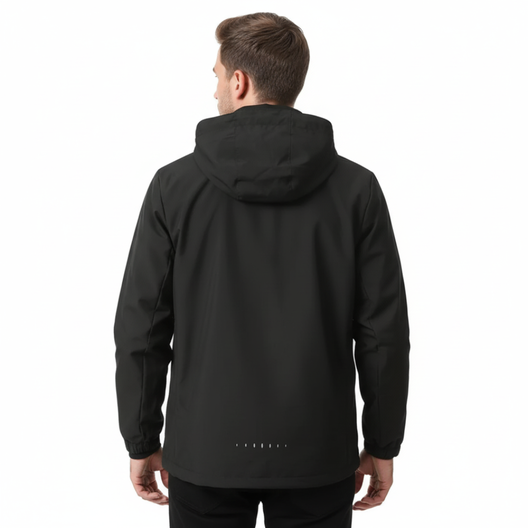 Lightweight Zip-Front Rain Jacket with Hood – Breathable Weather Shell for Men