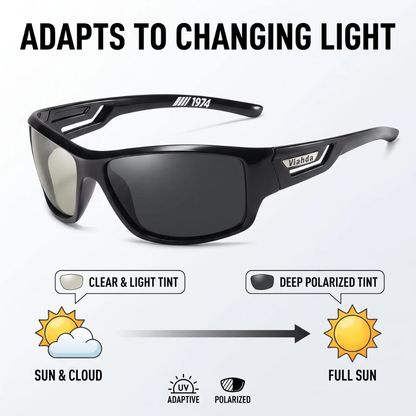 Tactical Photochromic Sunglasses for Men – UV400 Protection, Glare-Reducing Polarized Lenses for Fishing, Driving, Hiking & Outdoor Sports