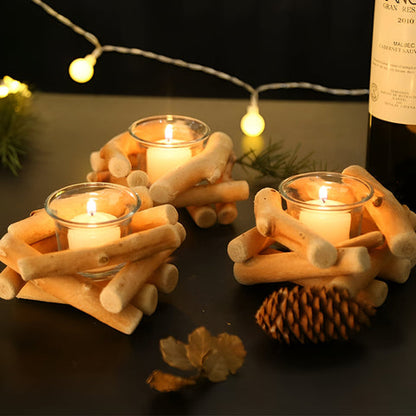 Driftwood Haven Candle Holder - Reclaimed Wood, Rustic Votive Candle Holder